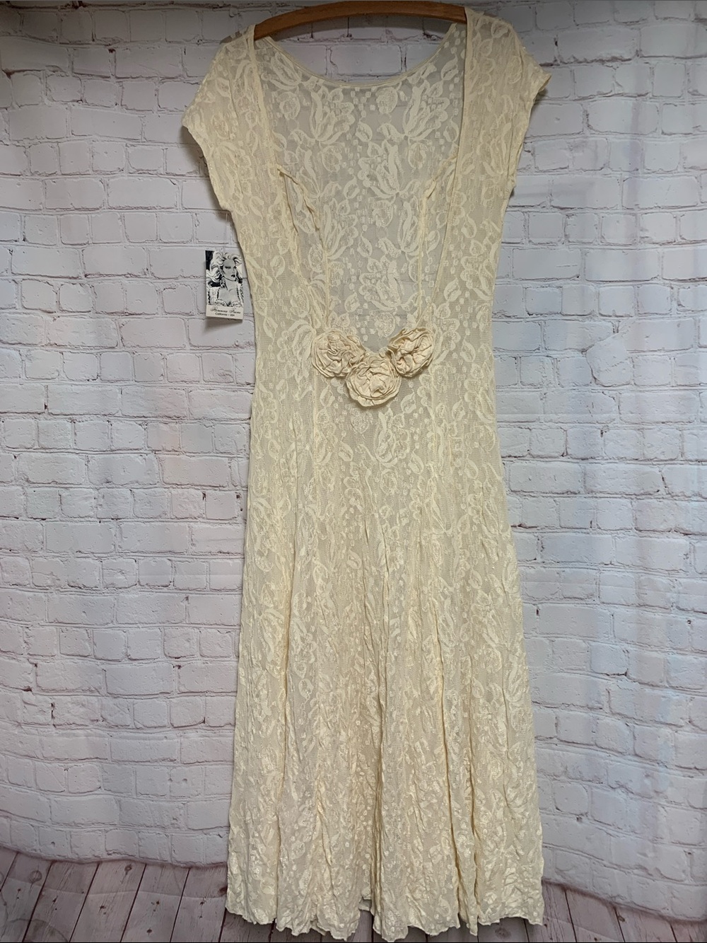 RARE New Vintage Florencia Fiume Semi Sheer Lace Dress Size L USA